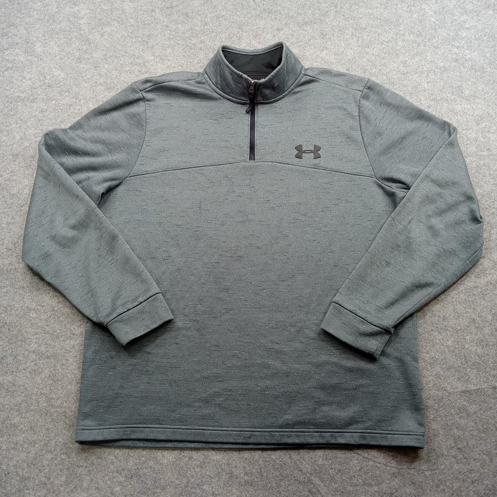 Under Armour Pullover Mens Large Gray ColdGear Quarter Zip‎ Loose Fit Fleece